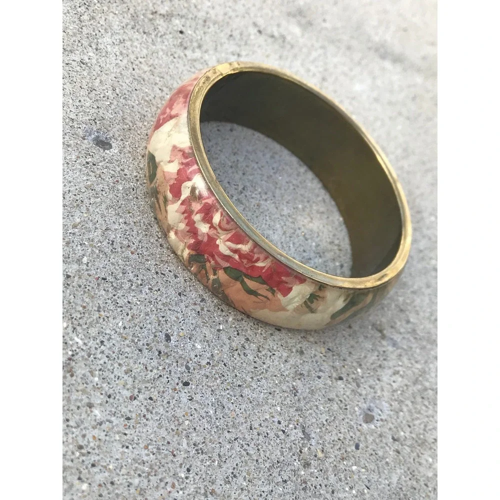 Vintage Rose Flower Bangle Bracelet Shabby Chic Flower‎ Bracelet